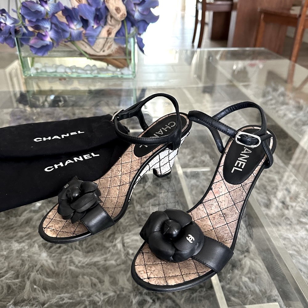 Chanel heels camellia size 36 used condition